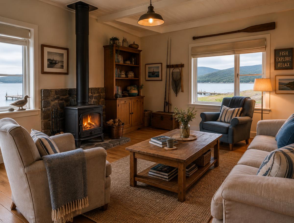 Lounge with wood burner