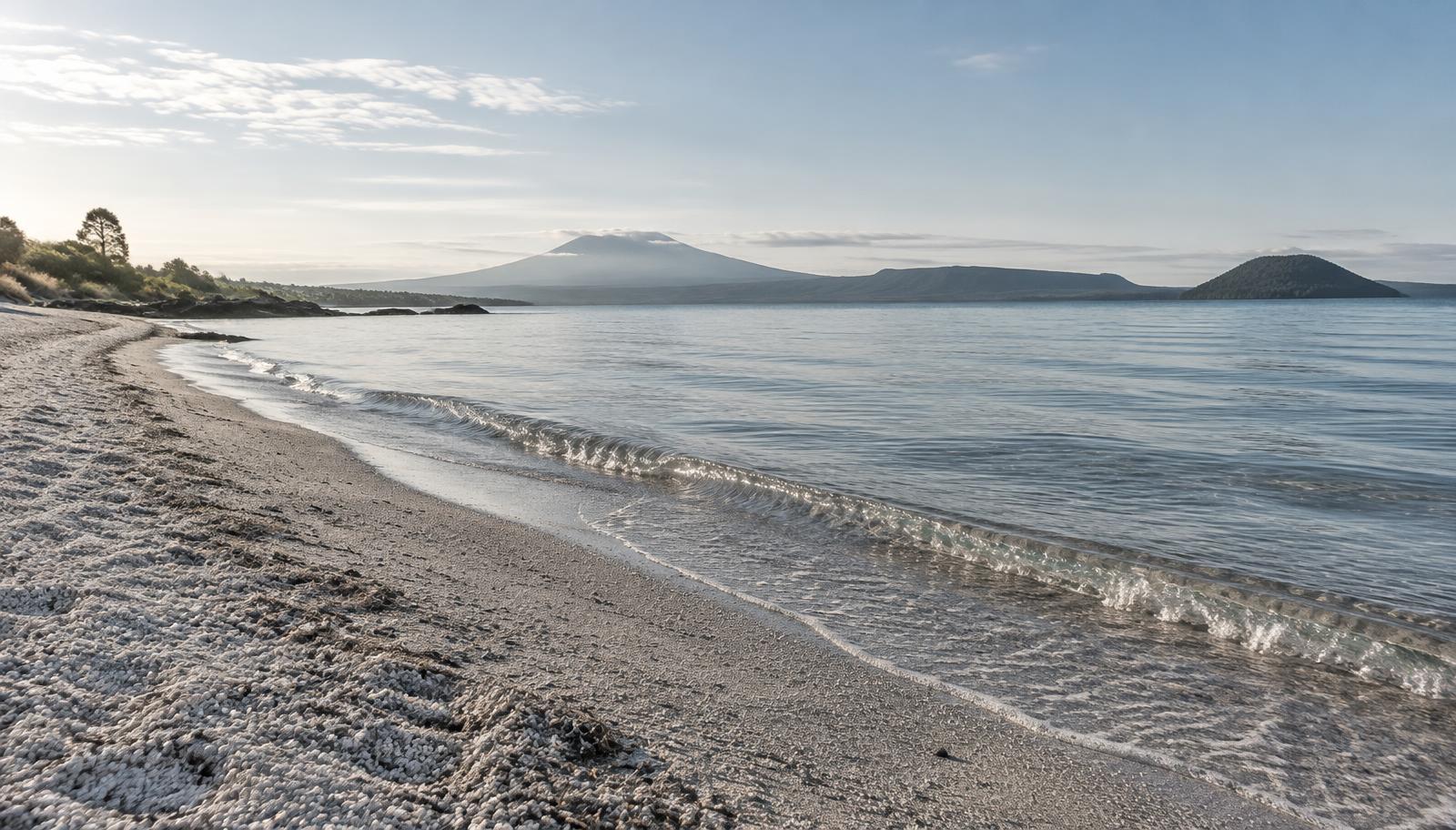 Pumice beach on the southern lakefront